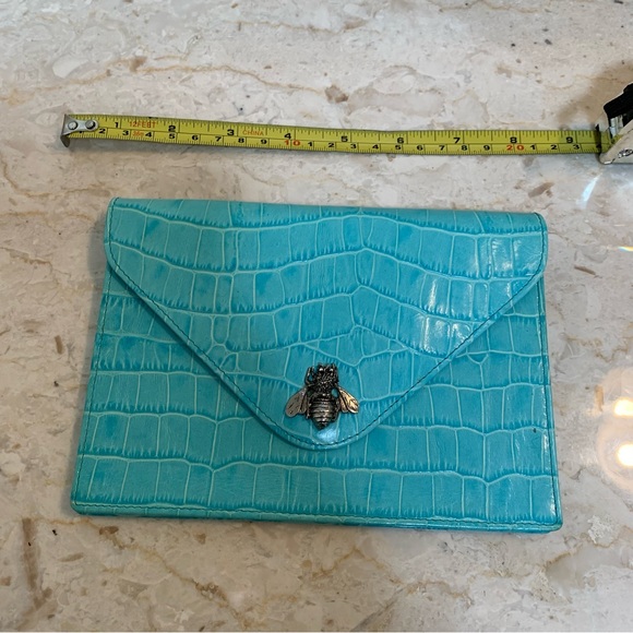Karen callan designs small clutch or photo book. Teal leather magnetic closure - Picture 7 of 8
